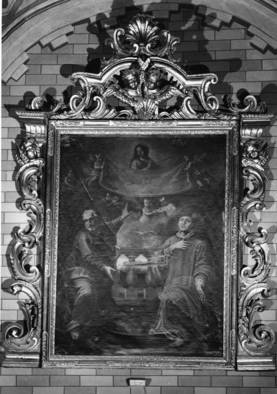 San Giusto e Santo Stefano in adorazione della Sindone (dipinto, opera isolata) - ambito piemontese (prima metà sec. XVIII)