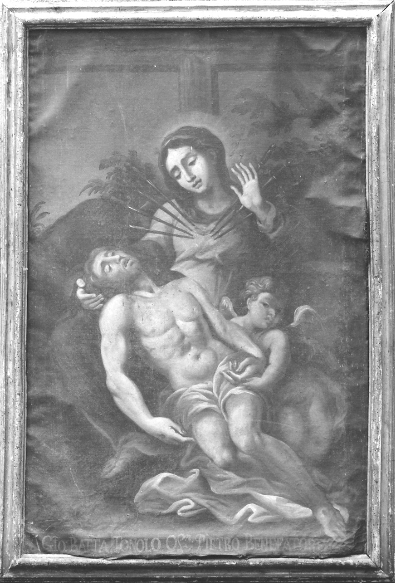 Cristo morto con la Madonna dei sette dolori (dipinto, opera isolata) - ambito cusiano (primo quarto sec. XVIII)
