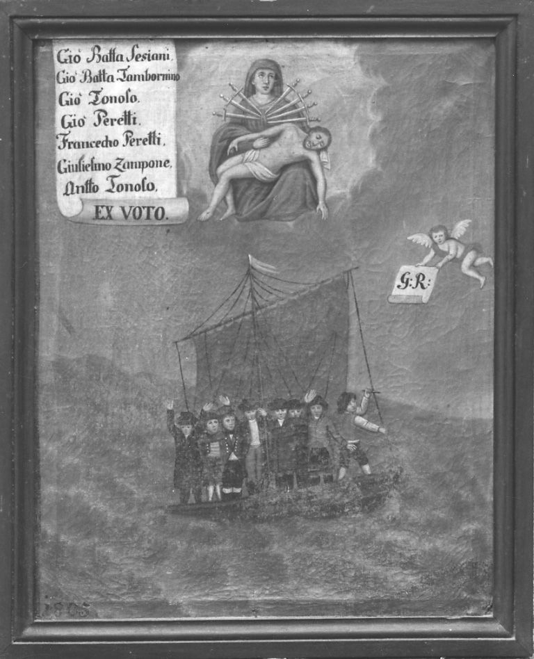 apparizione della Pietà durante un naufragio (ex voto, opera isolata) - ambito cusiano (inizio sec. XIX)