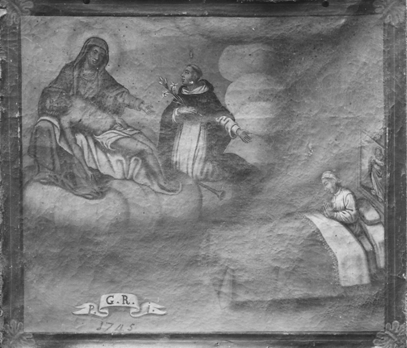 apparizione della Pietà con san Domenico a un malato (ex voto, opera isolata) - ambito cusiano (secondo quarto sec. XVIII)