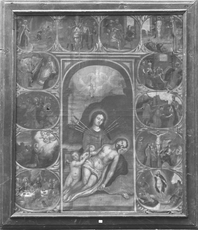 Cristo morto con la Madonna dei sette dolori (dipinto, opera isolata) - ambito cusiano (inizio sec. XVIII)