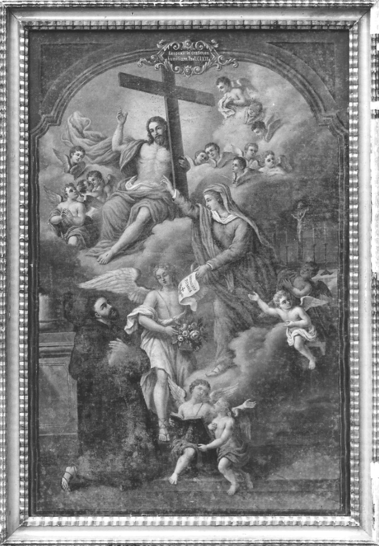 Cristo in gloria con la Madonna e Santo (dipinto, opera isolata) - ambito novarese (terzo quarto sec. XIX)