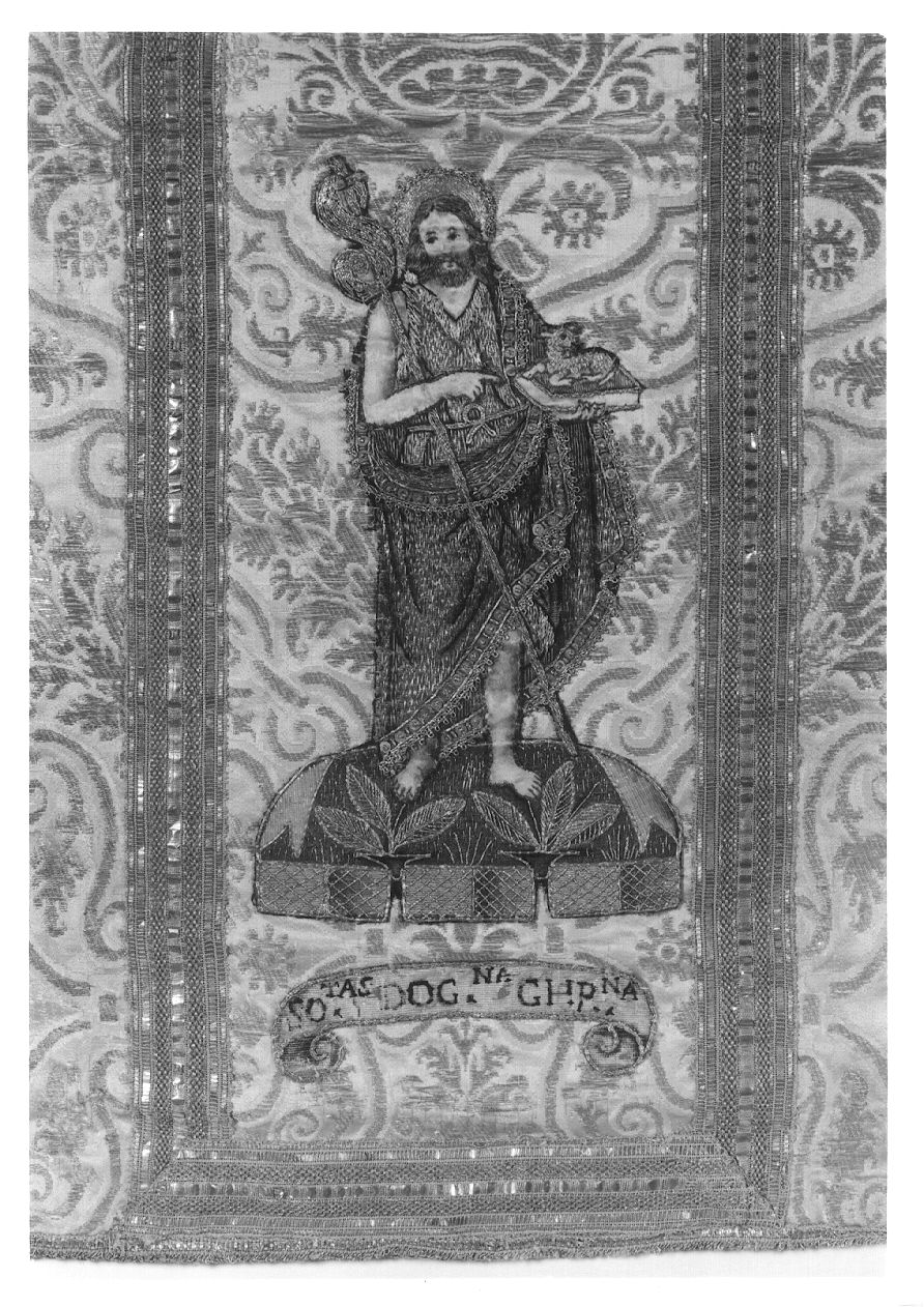 San Giovanni Battista (emblema di confraternita, elemento d'insieme) - manifattura italiana (primo quarto sec. XVII)