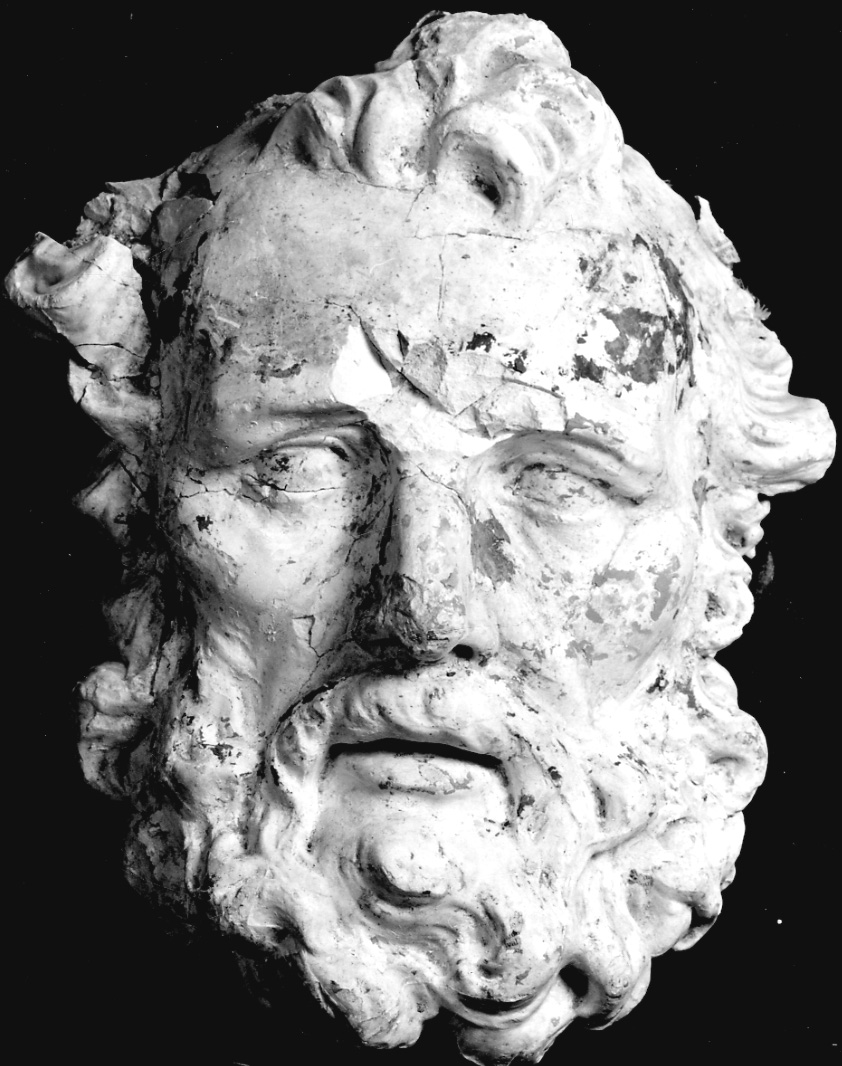 testa d'uomo con barba (calco, opera isolata) - bottega italiana (sec. XIX, sec. XX)