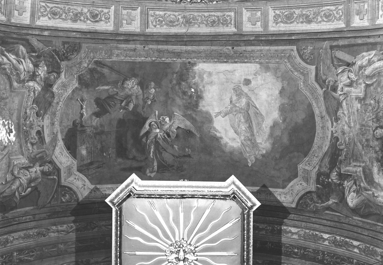 Santa Teresa d'Avila ha la visione dell'angelo che le trafigge il cuore con una freccia ardente (dipinto, opera isolata) di Morgari Rodolfo (primo quarto sec. XIX)