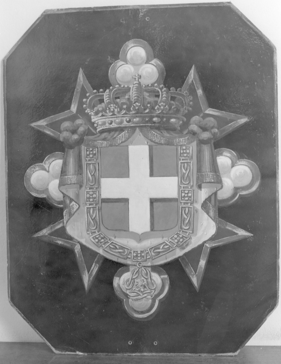 stemma dell'Ordine Mauriziano con stemma sabaudo (dipinto, opera isolata) - ambito piemontese (primo quarto sec. XIX)