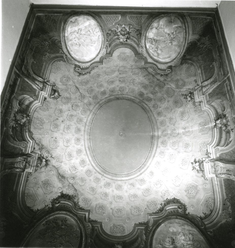 architettura illusionistica con putti che giocano (soffitto dipinto, opera isolata) - ambito piemontese (ultimo quarto sec. XVIII)