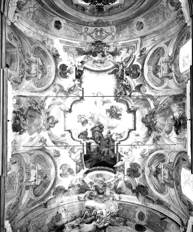 trasfigurazione e angeli adoranti (decorazione pittorica, complesso decorativo) di Alzeri Pietro, Milocco Michele Antonio (secondo quarto sec. XVIII)