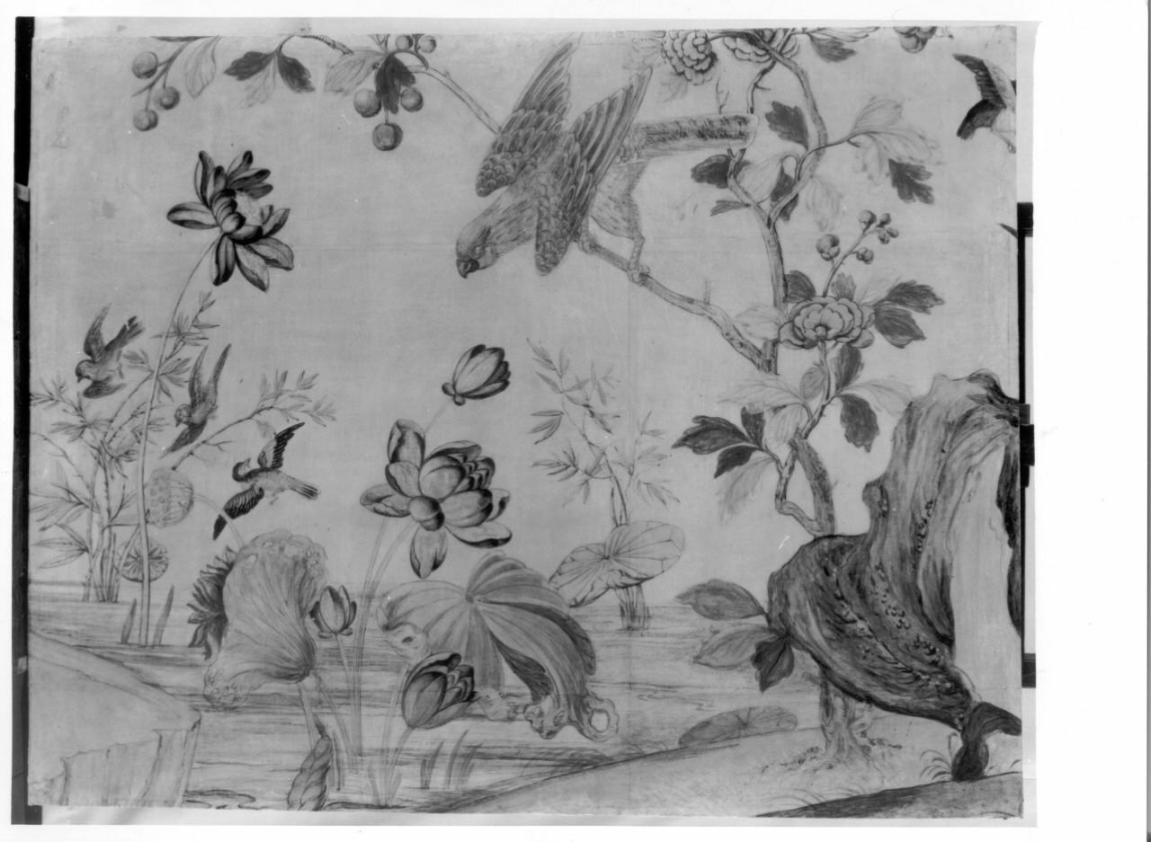 fiori e uccelli (sovrapporta, opera isolata) di Rebaudengo Francesco (attribuito) (ultimo quarto sec. XVIII)