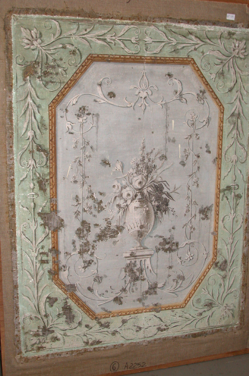 vaso con fiori (sovrapporta, elemento d'insieme) - ambito piemontese (ultimo quarto sec. XVIII)