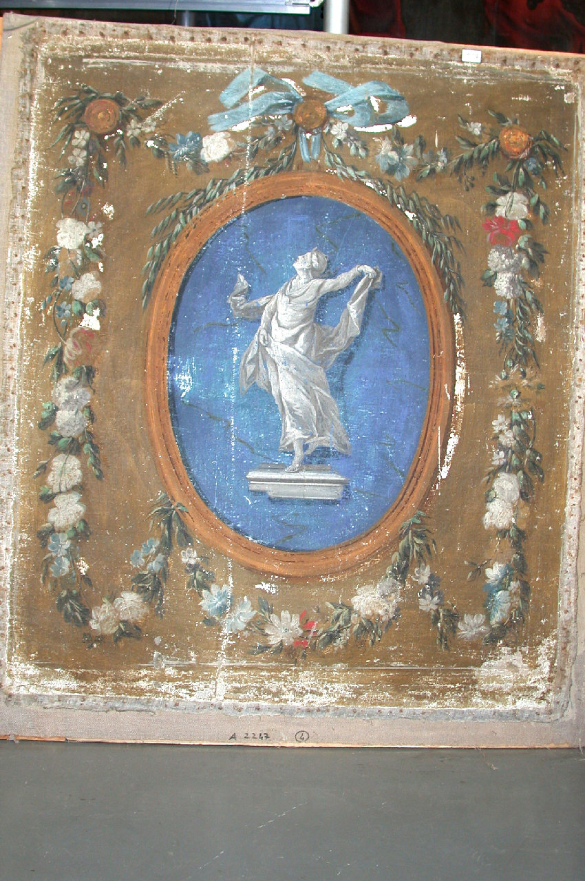 figura allegorica femminile (sovrapporta, elemento d'insieme) - ambito piemontese (ultimo quarto sec. XVIII)