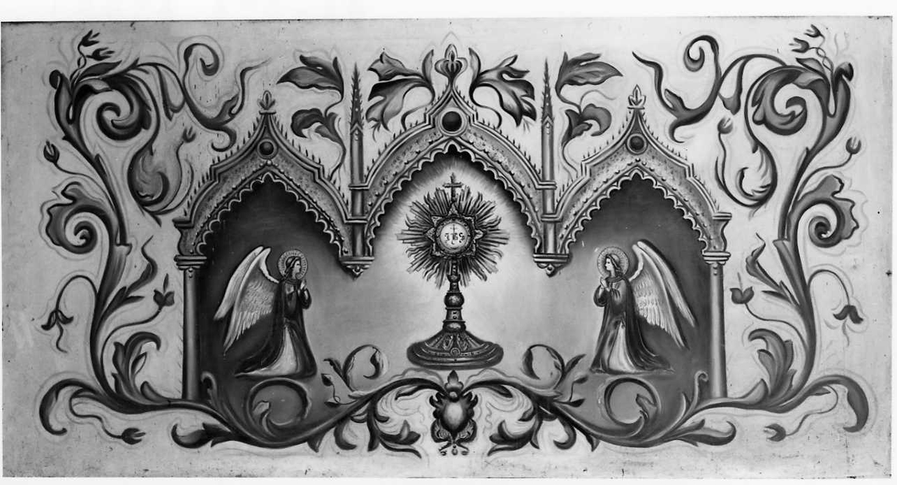 angeli adoranti il calice eucaristico (paliotto, opera isolata) - ambito astigiano (prima metà sec. XX)