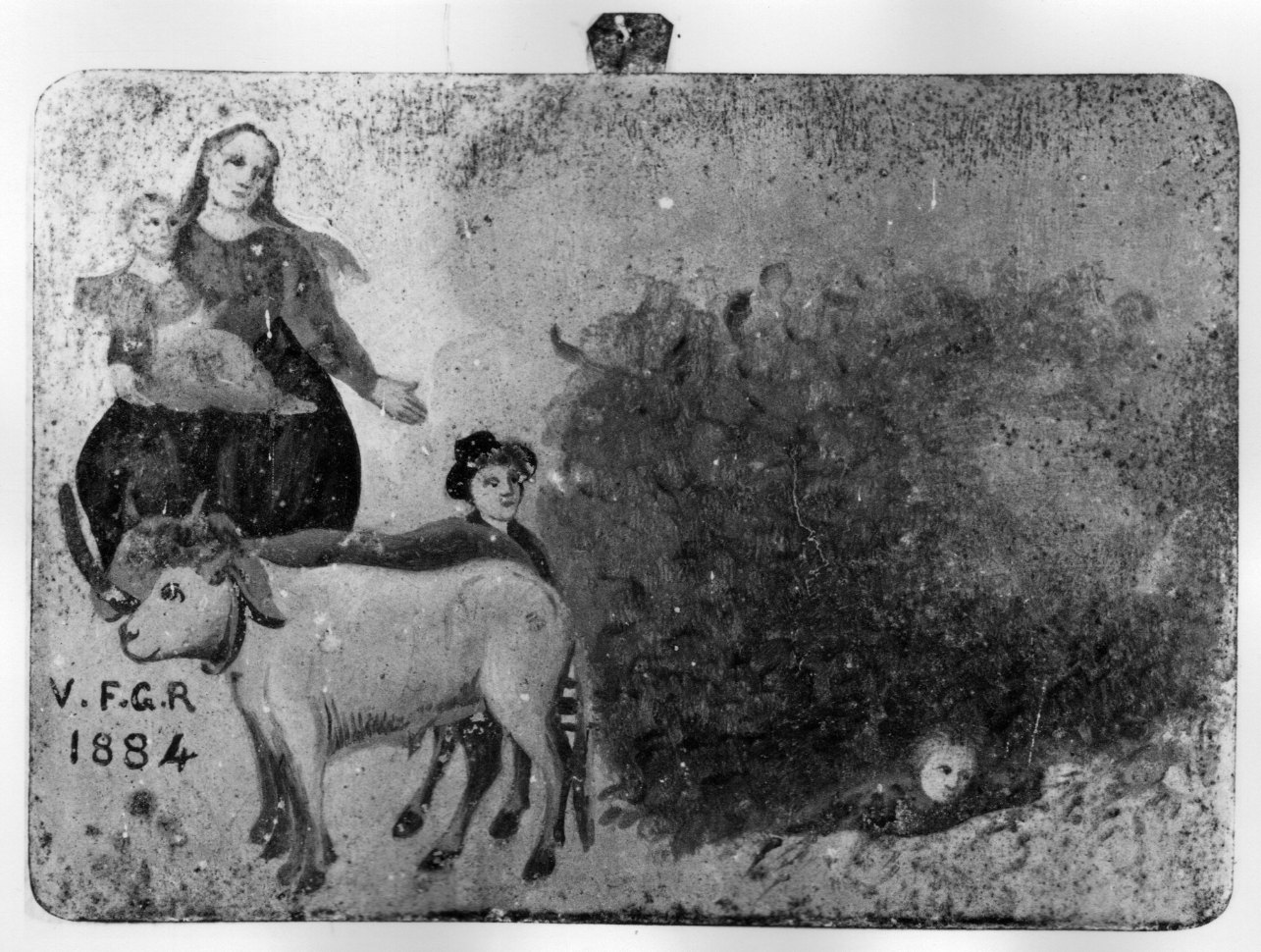 Madonna con Bambino interviene in un incidente (ex voto, opera isolata) - ambito ligure-piemontese (ultimo quarto sec. XIX)