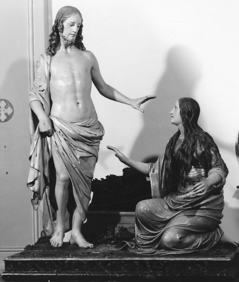 apparizione di Cristo risorto a Santa Maria Maddalena (gruppo scultoreo, opera isolata) di Roasio Antonio (attribuito), Morino Antonio (metà, inizio sec. XIX, sec. XX)