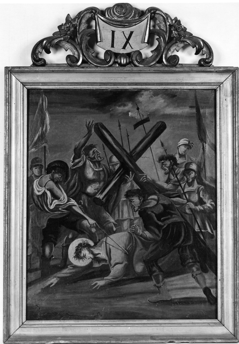 stazione IX: Gesù cade sotto la croce la terza volta (dipinto, elemento d'insieme) - ambito piemontese (seconda metà sec. XIX)