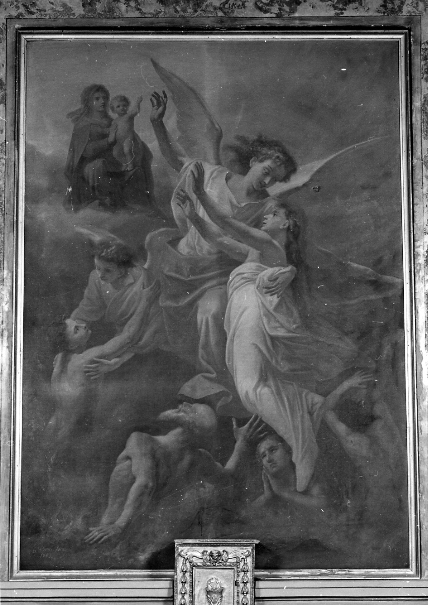 San Michele Arcangelo conduce un'anima in Cielo (dipinto, opera isolata) di Vinaj Andrea (ultimo quarto sec. XIX)