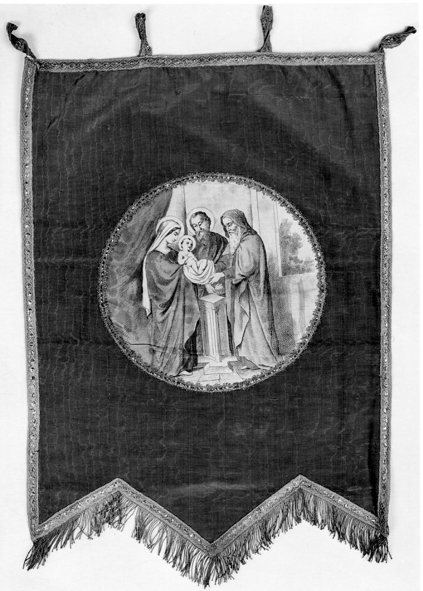 presentazione di Gesù al tempio (stendardo, elemento d'insieme) di Ochsner R - manifattura piemontese (fine/inizio secc. XIX/ XX)