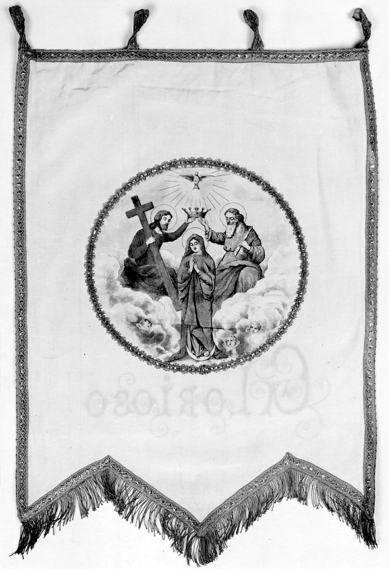 incoronazione di Maria Vergine (stendardo, elemento d'insieme) di Ochsner R - manifattura piemontese (fine/inizio secc. XIX/ XX)