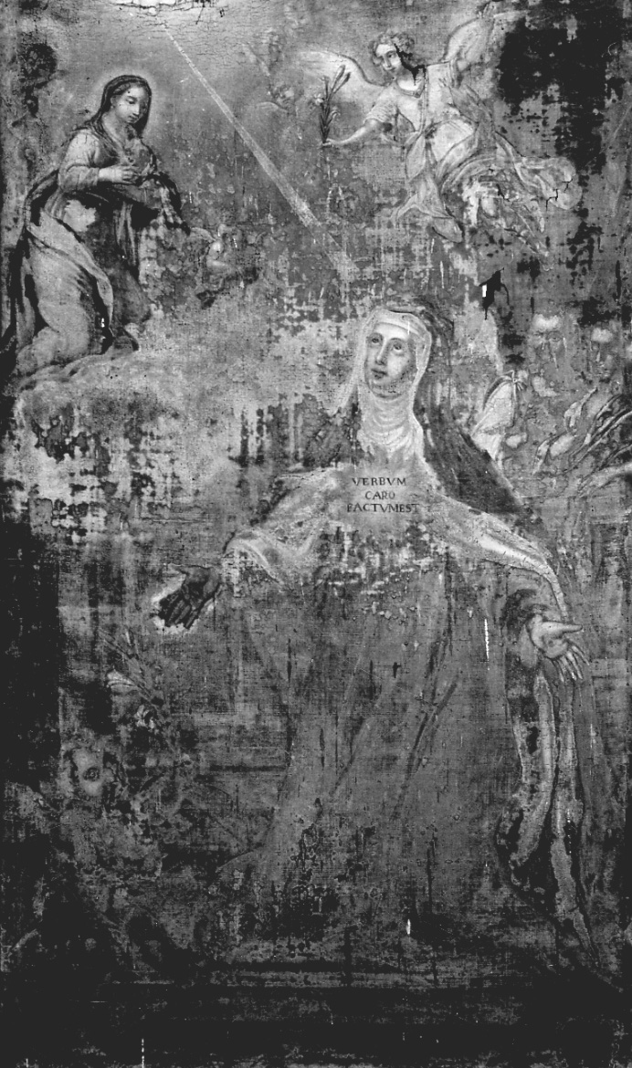 Santa Teresa d'Avila ha la visione dell'Annunciazione (dipinto, opera isolata) - ambito piemontese (prima metà sec. XVII)