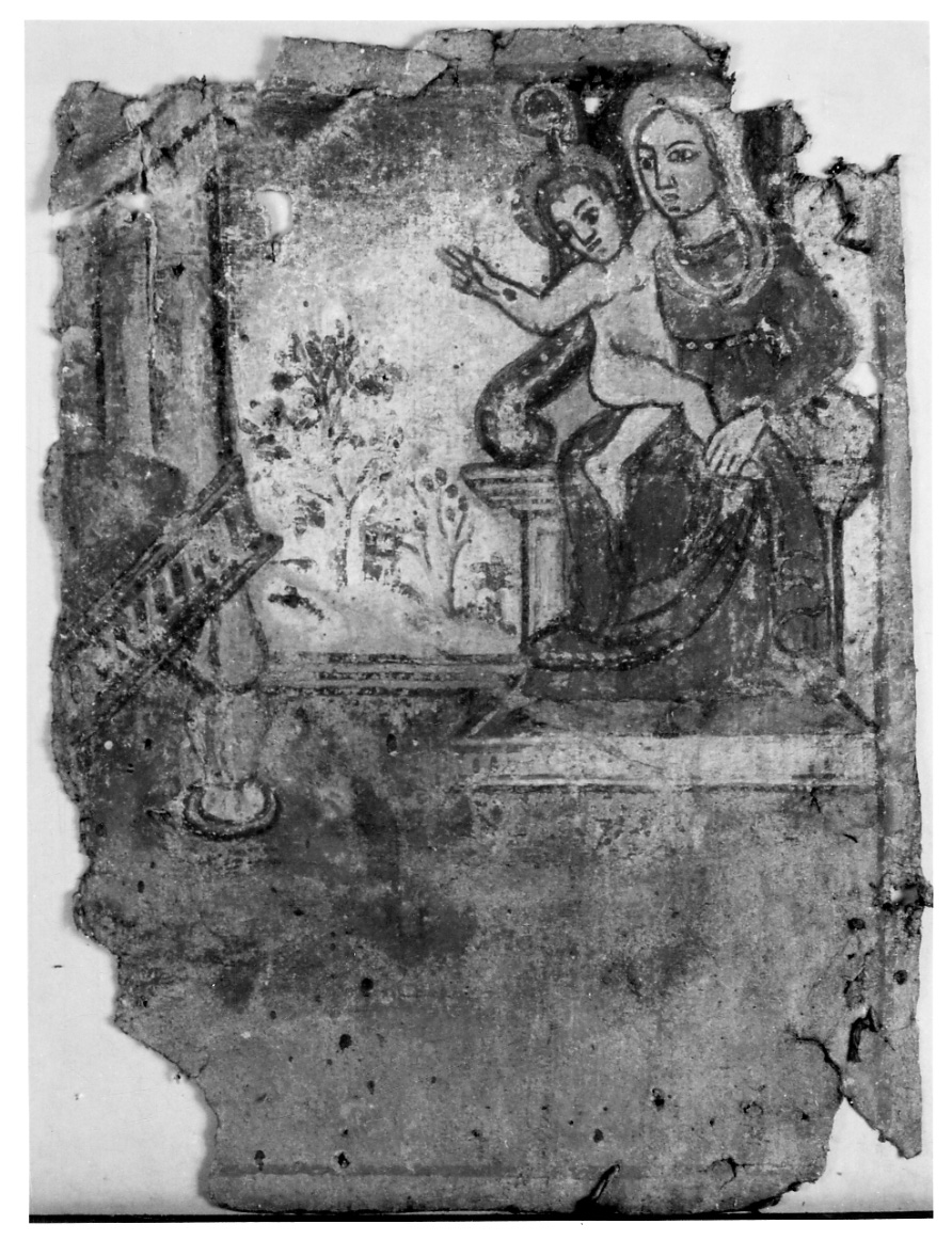 Madonna con Bambino in trono (ex voto, frammento) - ambito piemontese (sec. XVII)