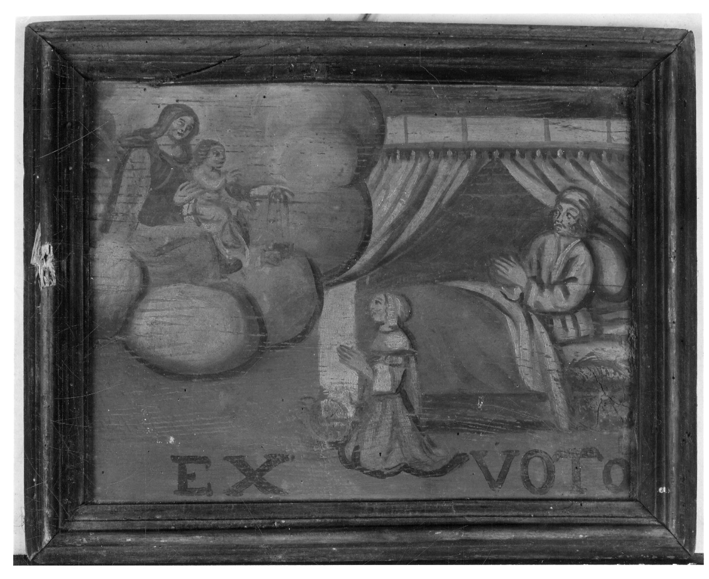 Madonna del Carmelo intercede per guarigione (ex voto, opera isolata) - ambito piemontese (sec. XVII)