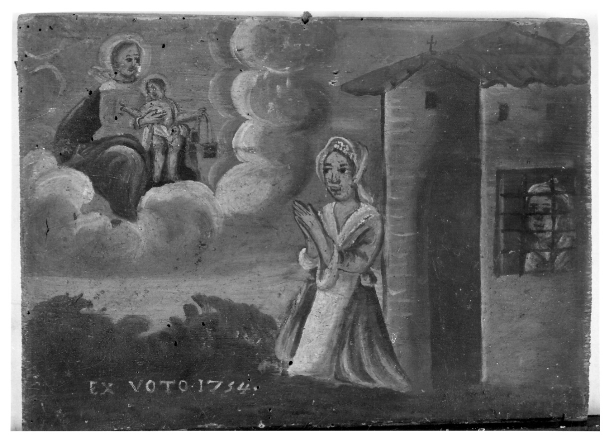 Madonna del Carmelo intercede per devote (ex voto, opera isolata) - ambito piemontese (metà sec. XVIII)