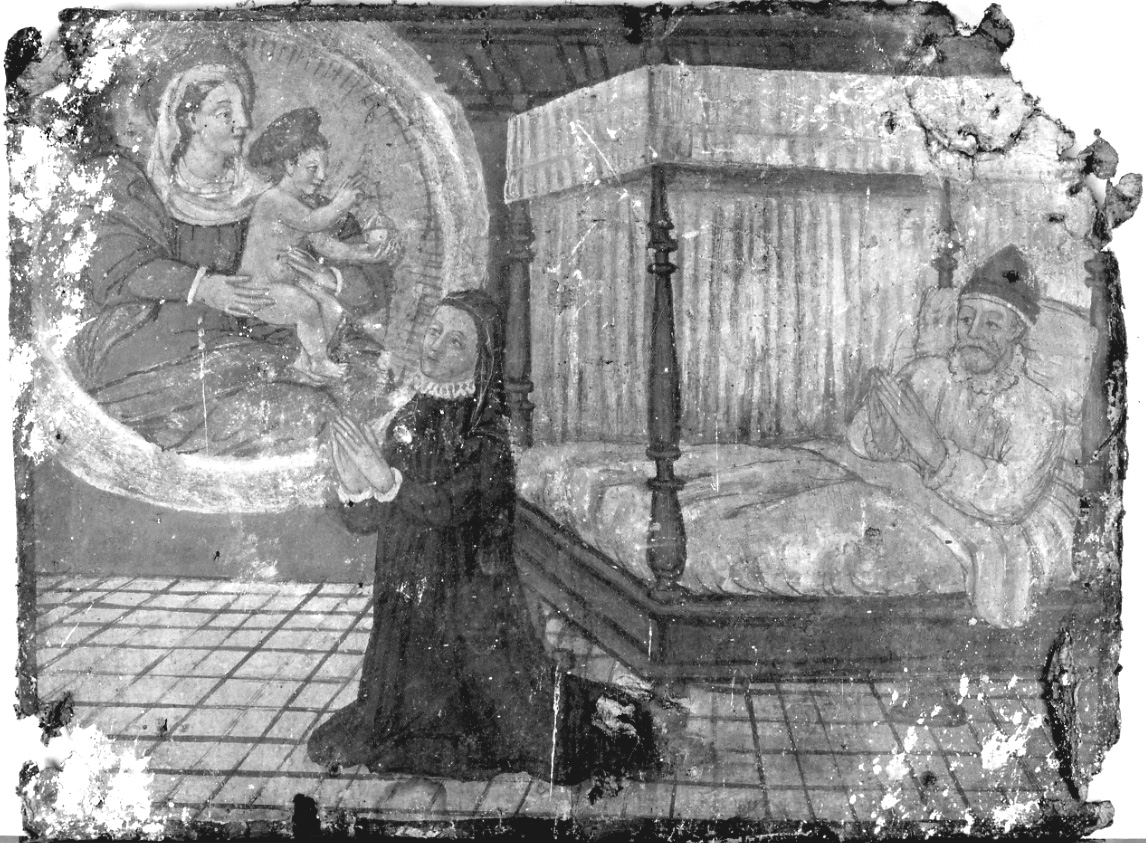 Madonna con Bambino intercede per guarigione (ex voto, opera isolata) - ambito piemontese (fine sec. XVI)