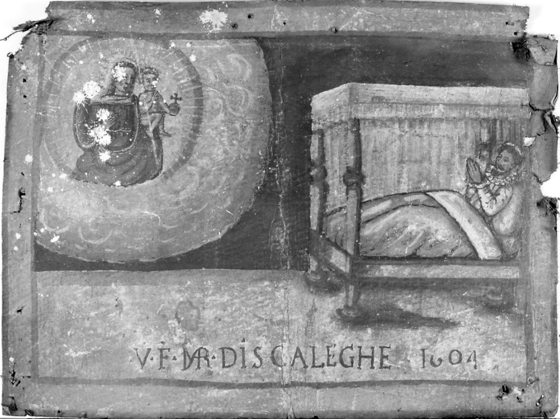 Madonna con Bambino intercede per guarigione (ex voto, opera isolata) - ambito piemontese (inizio sec. XVII)