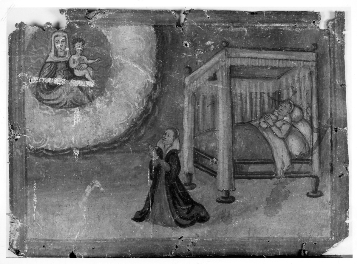 Madonna con Bambino intercede per guarigione (ex voto, opera isolata) - ambito piemontese (prima metà sec. XVII)