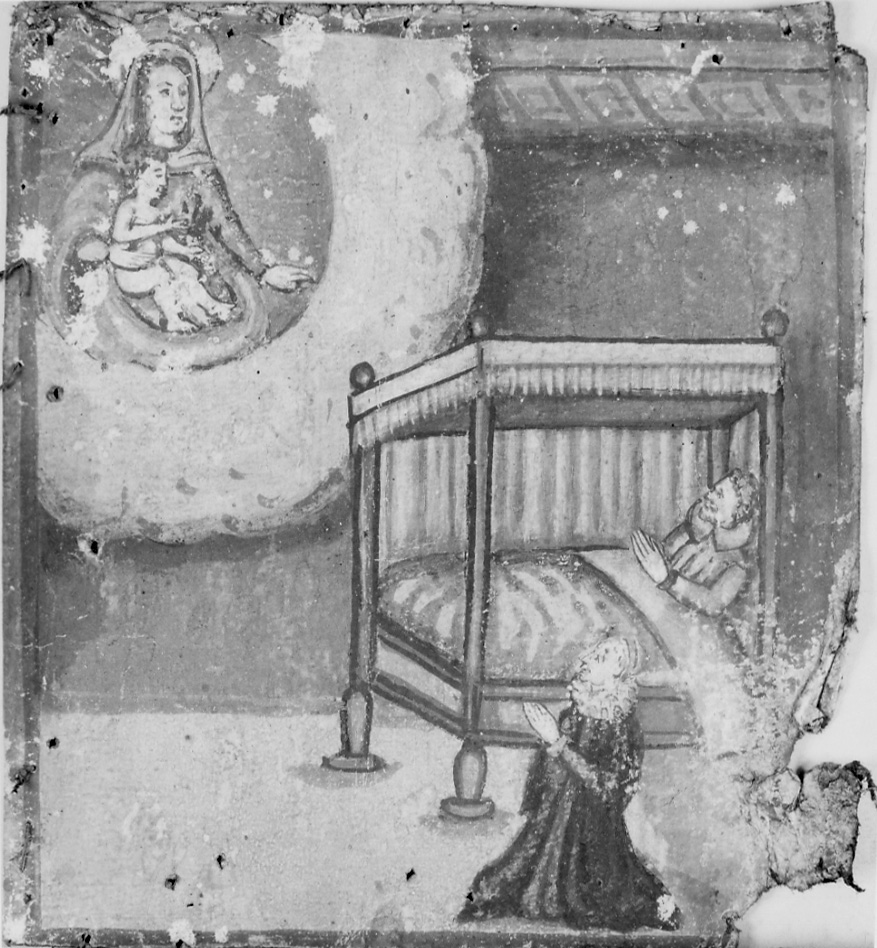 Madonna con Bambino intercede per guarigione (ex voto, opera isolata) - ambito piemontese (seconda metà sec. XVI)