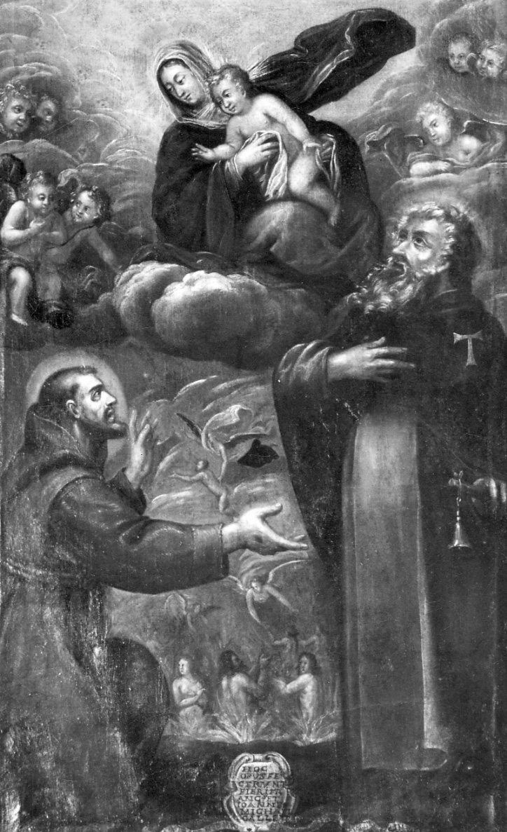 Madonna con Bambino, San Francesco d'Assisi, Sant'Antonio Abate e anime purganti (dipinto, opera isolata) - ambito piemontese (ultimo quarto sec. XVII)