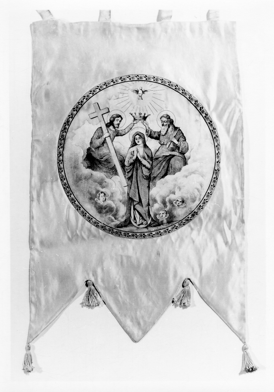incoronazione di Maria Vergine (stendardo processionale, elemento d'insieme) di Ochsner R - manifattura piemontese (seconda metà sec. XIX)