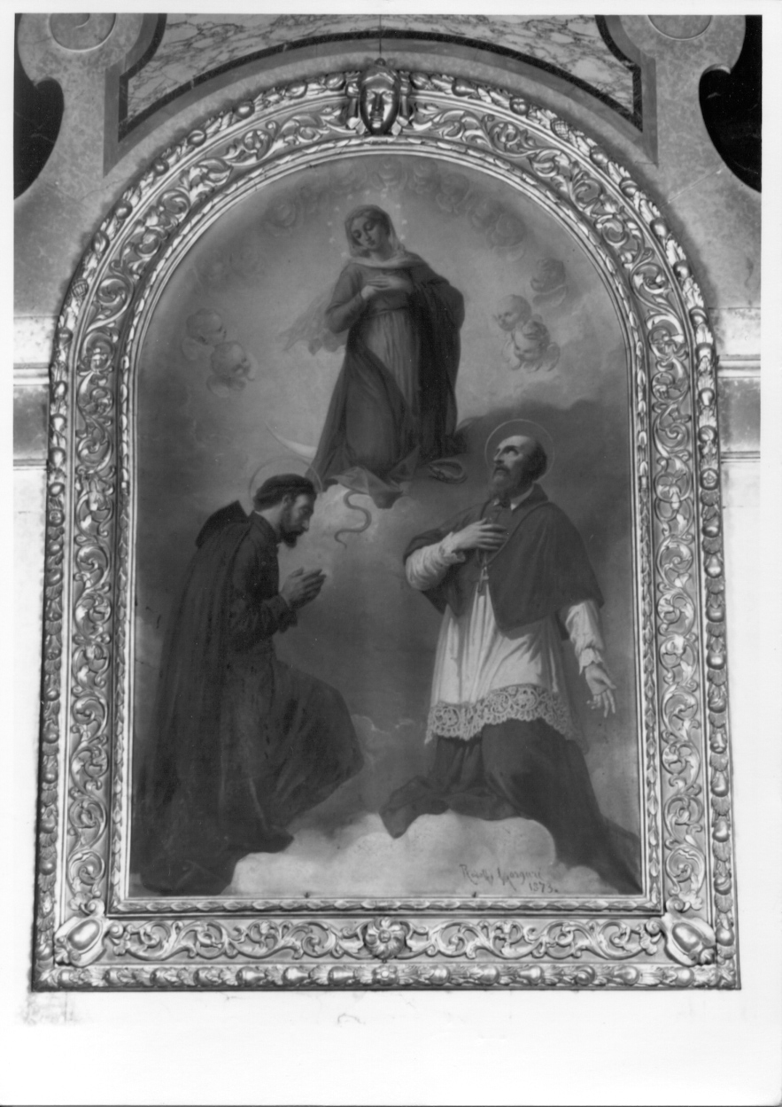 Immacolata Concezione con San Filippo Neri e San Francesco di Sales (dipinto, opera isolata) di Morgari Rodolfo (terzo quarto sec. XIX)