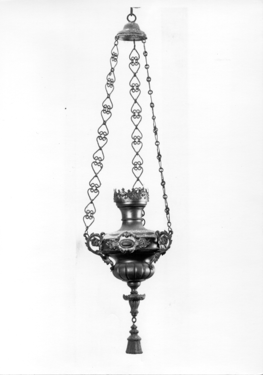 lampada pensile, opera isolata - manifattura piemontese (fine/inizio secc. XIX/ XX)