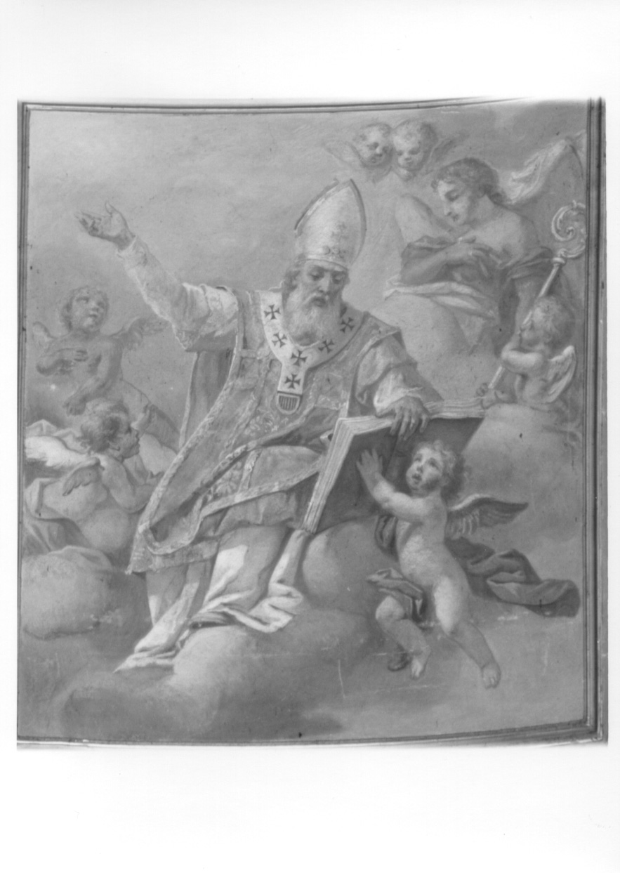 gloria di Sant'Ambrogio (dipinto, ciclo) di Emina Vincenzo, Morgari Luigi (primo quarto, primo quarto sec. XIX, sec. XX)