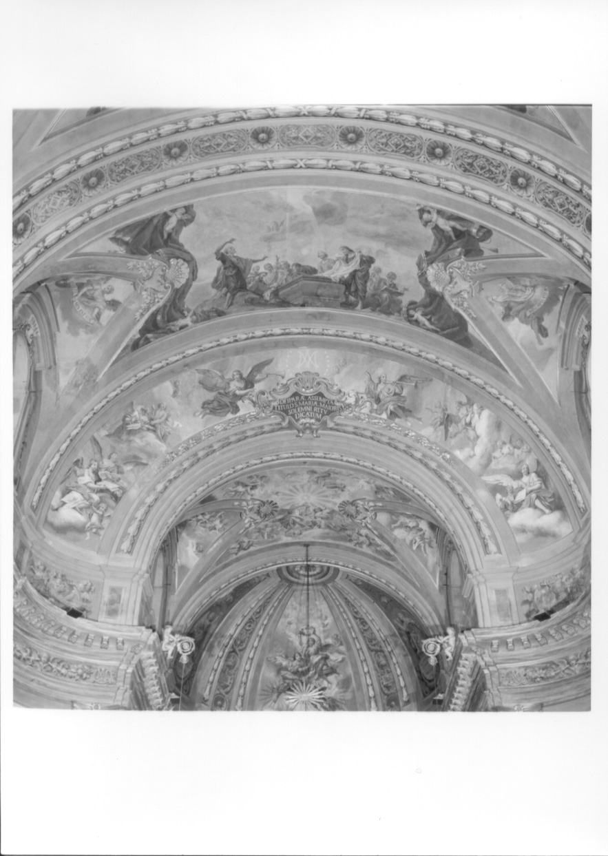 angeli adoranti il monogramma mariano (dipinto, opera isolata) di Emina Vincenzo, Morgari Luigi (primo quarto, primo quarto sec. XIX, sec. XX)