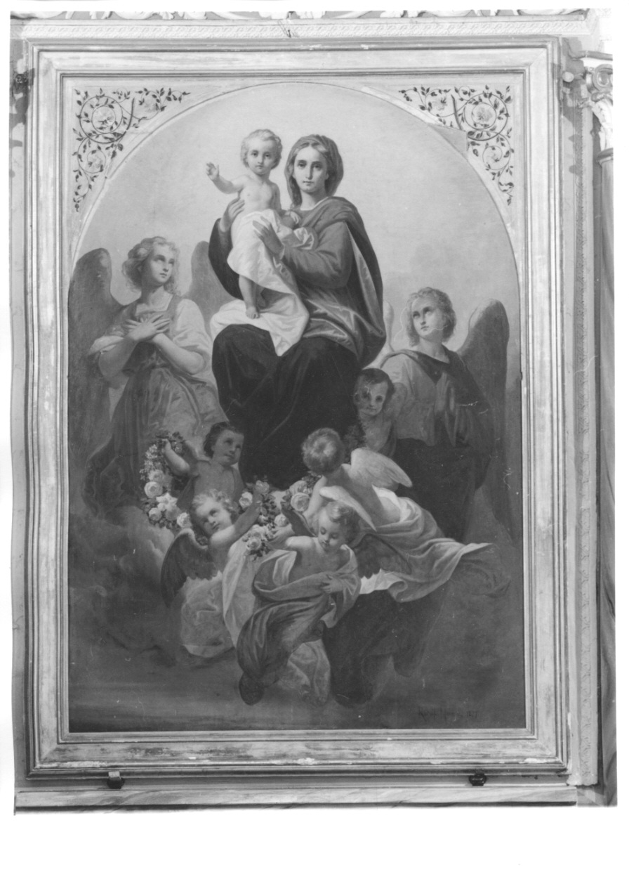 Madonna con Bambino e angeli (dipinto, opera isolata) di Morgari Rodolfo (seconda metà sec. XIX)