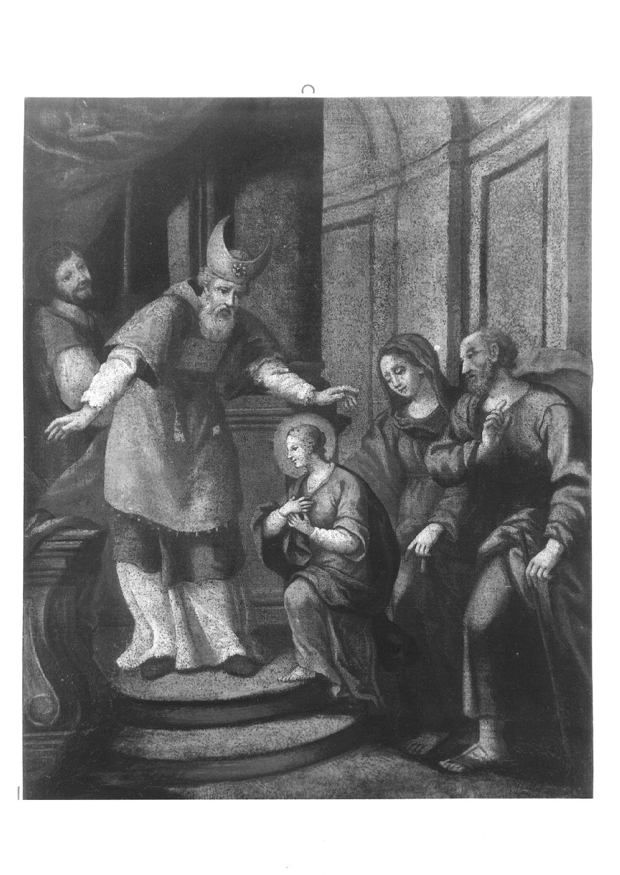PRESENTAZIONE DI MARIA VERGINE AL TEMPIO (dipinto, opera isolata) - ambito piemontese (sec. XVIII)