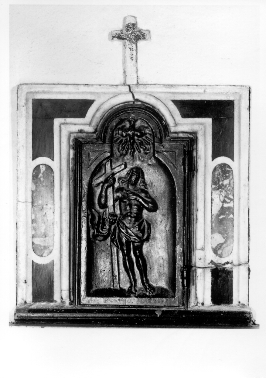 Cristo risorto (anta di armadietto per oli santi, opera isolata) - bottega piemontese (sec. XVIII)