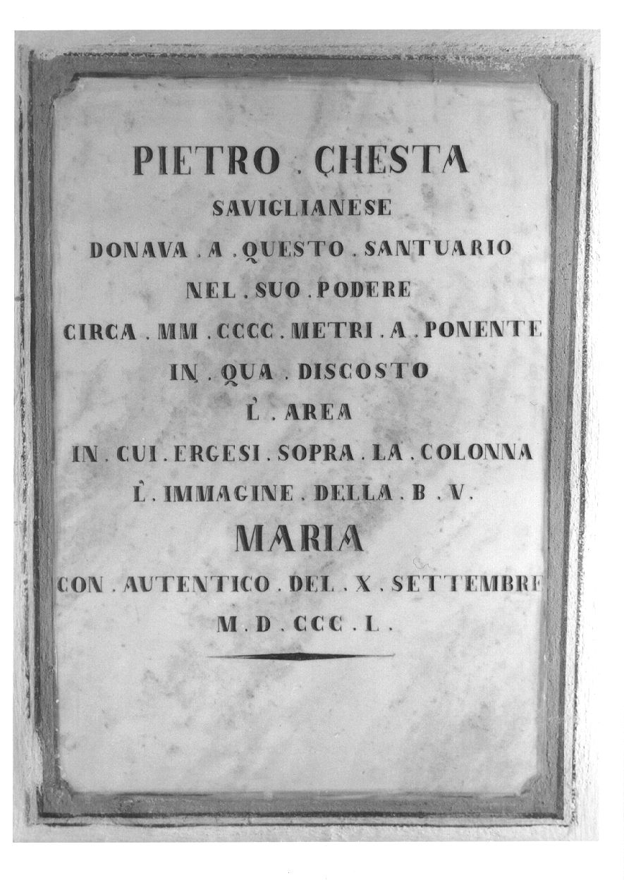 lapide commemorativa, opera isolata - ambito piemontese (metà sec. XIX)