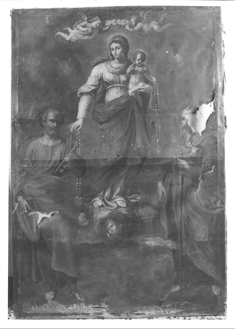 Madonna del Rosario con San Pietro e San Paolo (dipinto, opera isolata) - ambito piemontese (ultimo quarto sec. XVII)