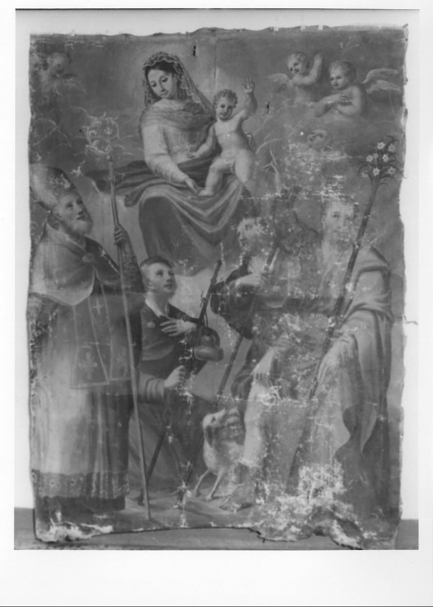 Madonna con Bambino, San Gregorio, San Giacomo, San Rocco e San Giuseppe (dipinto, opera isolata) - ambito piemontese (prima metà sec. XIX)