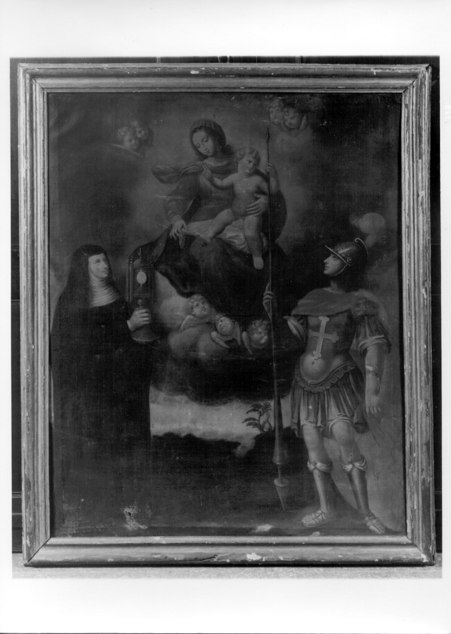 Madonna con Bambino tra Santa Chiara e San Maurizio (dipinto, opera isolata) - ambito biellese (seconda metà sec. XVII)