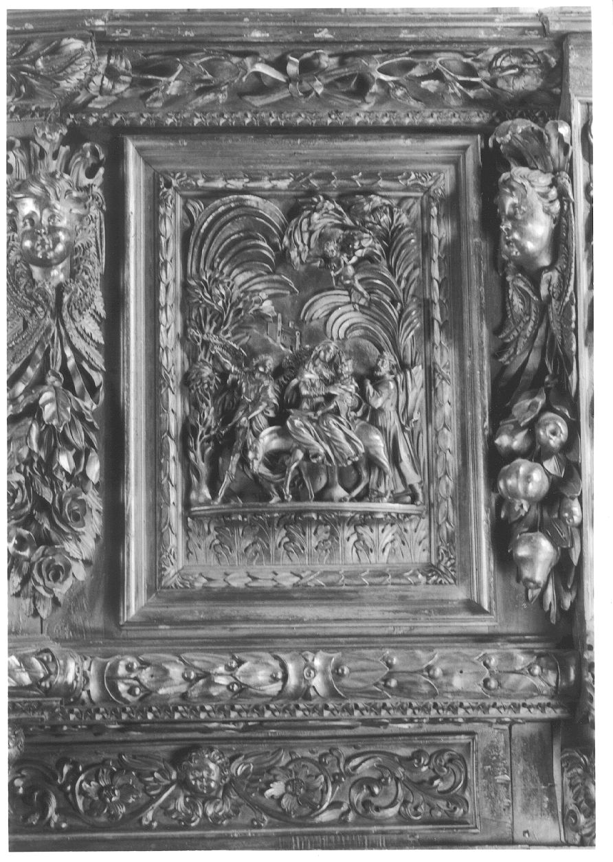 fuga in Egitto (decorazione a intaglio) di Termine Bartolomeo (attribuito) (seconda metà sec. XVII)