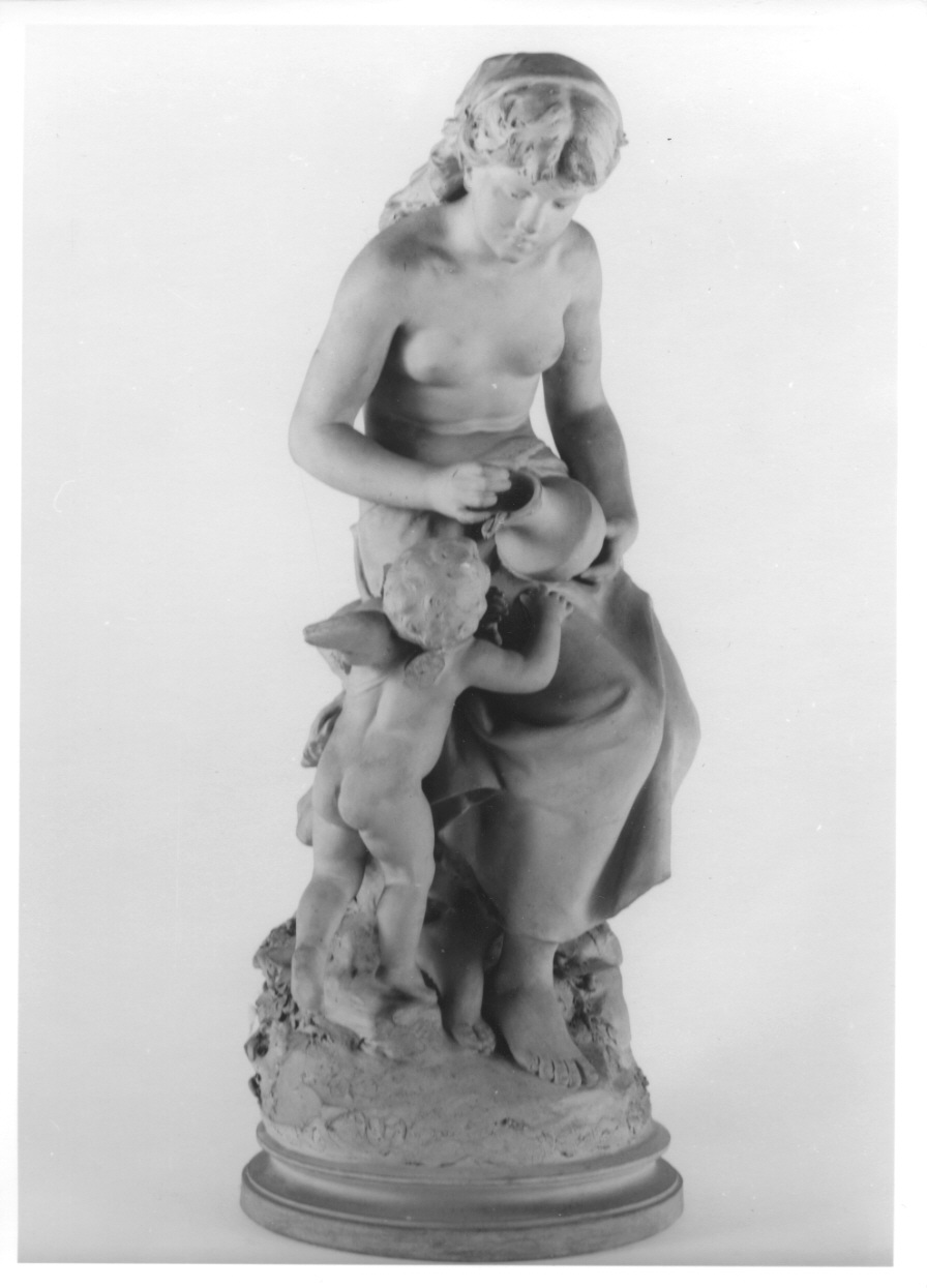 fanciulla disseta Cupido (gruppo scultoreo, opera isolata) - manifattura di Bruxelles (seconda metà sec. XIX)
