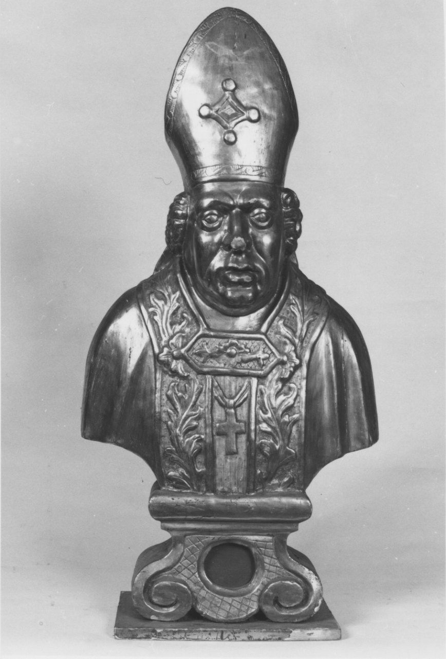 Santo vescovo (reliquiario - a busto) di Plura Carlo Giuseppe (maniera) (terzo quarto sec. XVIII)