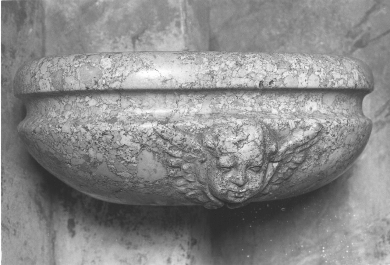 cherubino (acquasantiera da parete, opera isolata) - bottega piemontese (terzo quarto sec. XVIII)