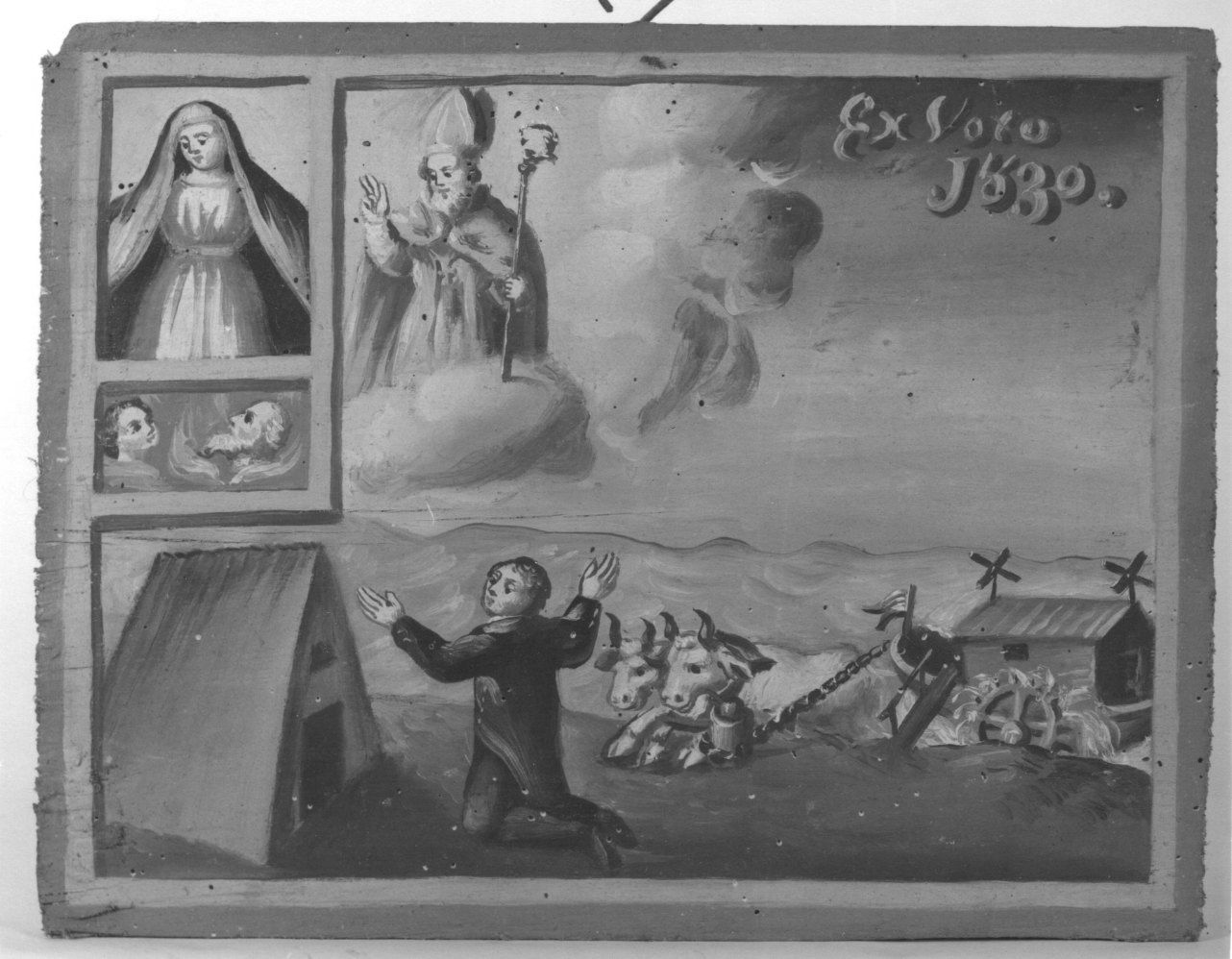 Madonna del Suffragio e San Grato intercedono per il salvataggio del bestiame (ex voto, opera isolata) - ambito piemontese (prima metà sec. XIX)