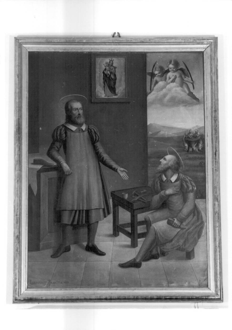 San Crispino e San Crispiniano (dipinto, opera isolata) di Rabagliati Francesco - ambito alessandrino (?) (ultimo quarto sec. XIX)