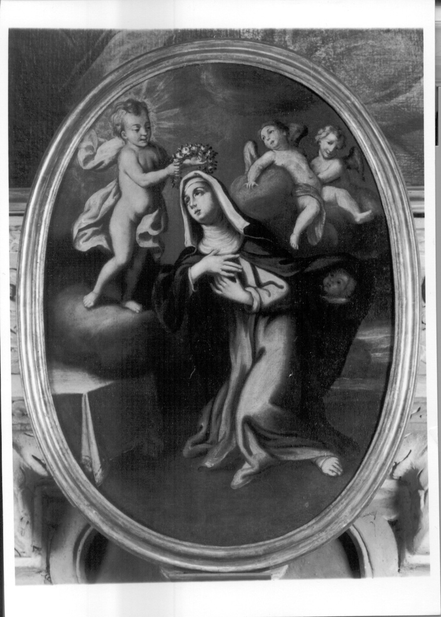 apparizione di Gesù Bambino a Santa Rita da Cascia (dipinto, opera isolata) - ambito piemontese (sec. XVIII)